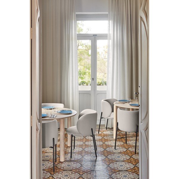 Set di sedie da pranzo grigio chiaro in imbottito 2 pz Mogi – Teulat-image-1