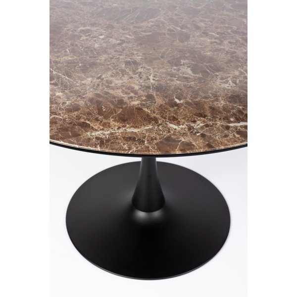 Tavolo da pranzo rotondo con piano effetto marmo ø 110 cm Maru – White Label-image-4