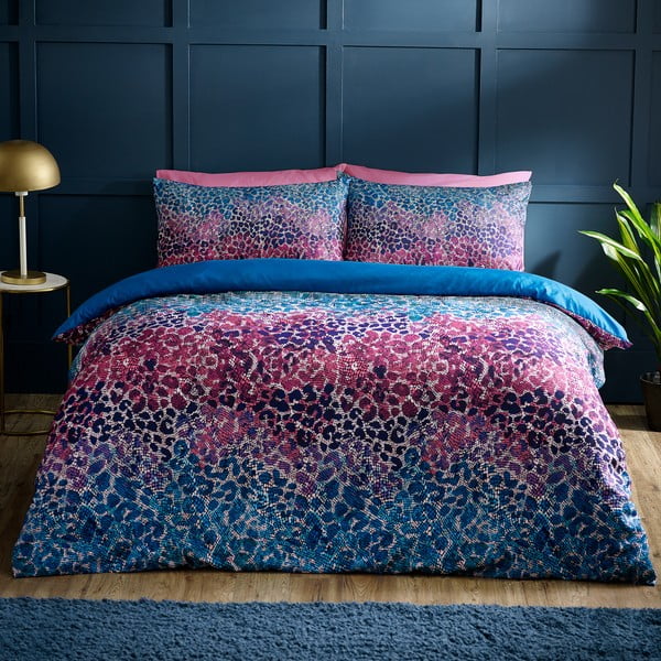 Biancheria da letto blu/rosa in microsatinato per letto matrimoniale 200x200 cm Animal Print – Catherine Lansfield-image-1
