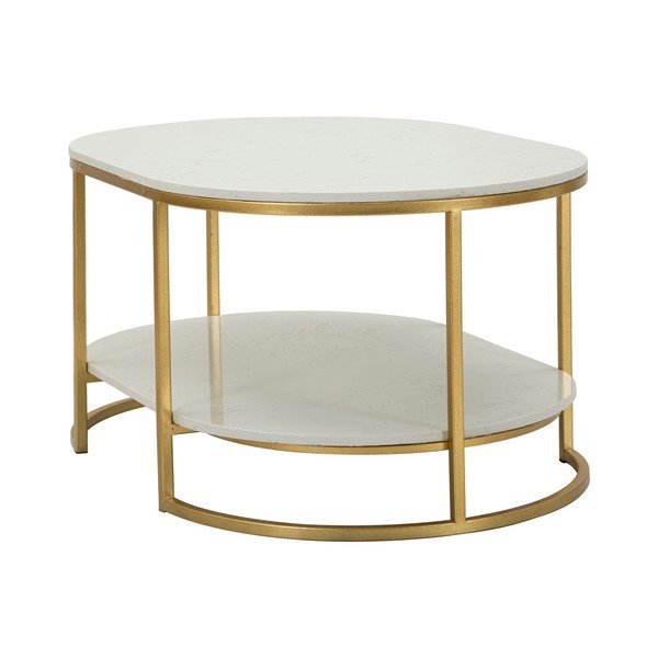 Tavolino da salotto bianco/dorato con piano in marmo 60x90 cm Izmir – Mauro Ferretti-image-2