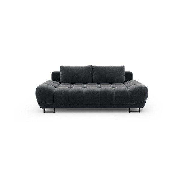 Tmavě šedá třímístná rozkládací pohovka se sametovým potahem Windsor & Co Sofas Cirrus