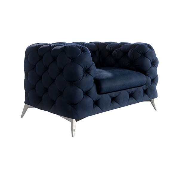 Poltrona blu scuro con rivestimento in velluto Chelsea – Ropez