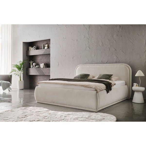 Letto matrimoniale imbottito color crema rete non inclusa 160x200 cm Soma – Meise Möbel-image-2