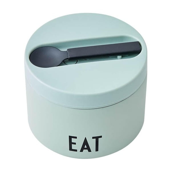 Scatola termica verde con cucchiaio Eat, altezza 9 cm - Design Letters