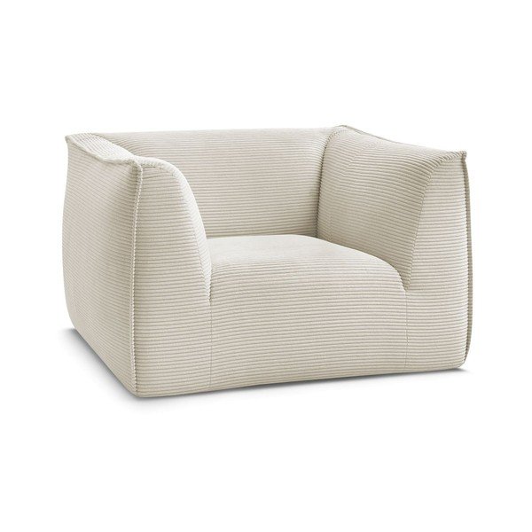 Poltrona beige con rivestimento in velluto a coste Giorgia – Bobochic Paris