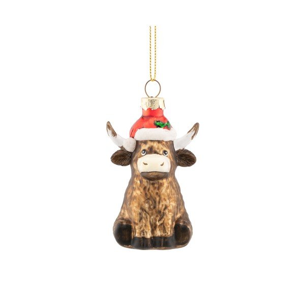 Decorazione per albero di natale in vetro 4,5 cm Highland Cow – Sass & Belle