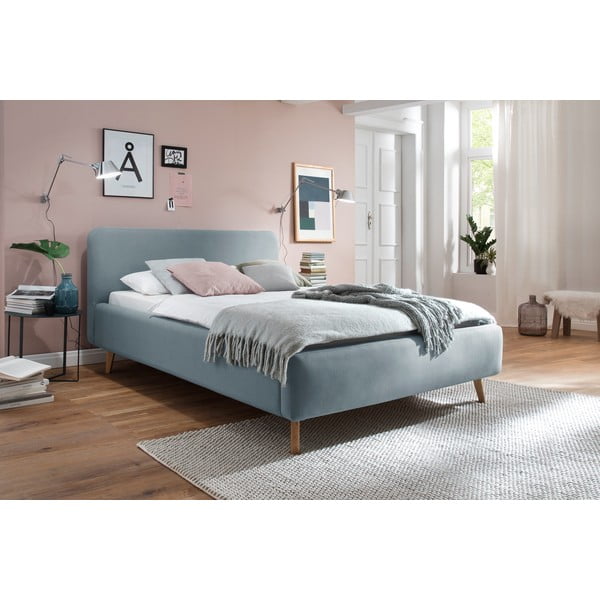 Letto matrimoniale imbottito blu polveroso rete non inclusa 160x200 cm Mattis – Meise Möbel-image-1