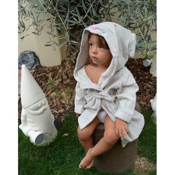 Accappatoio per neonato in cotone bianco e grigio taglia M Mouse - Rocket Baby-image-1