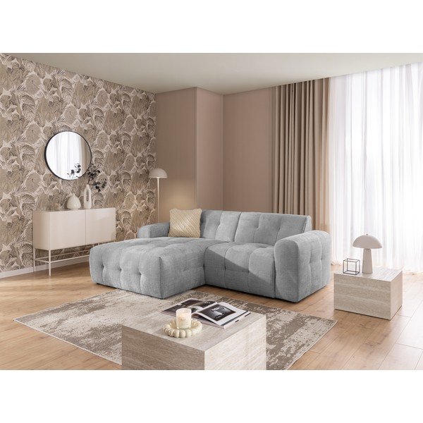 Divano angolare grigio chiaro (con penisola a sinistra/con chaise lounge) Melva – Ropez-image-3
