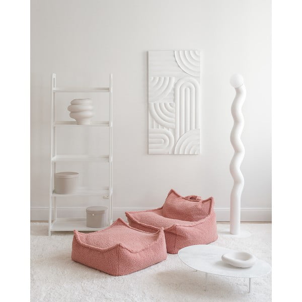 Pouf a sacco per bambini rosa con rivestimento in bouclé Square – Wigiwama-image-4