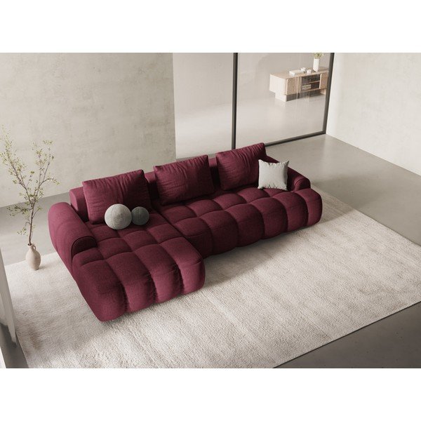 Divano angolare burgundy allungabile/con contenitore (con penisola a sinistra/con chaise lounge) Linz – Cosmopolitan Design-image-1