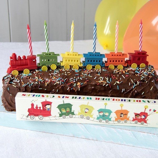 Set di 6 portacandele per torta Train Party Train - Rex London-image-1