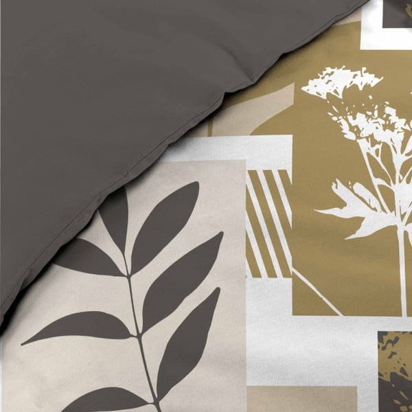 Set copripiumino e federa bianco/marrone in cotone per letto matrimoniale ed esteso 240x220 cm Utopia – douceur d'intérieur-image-3