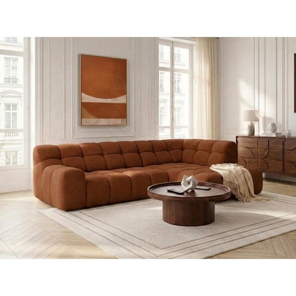 Divano angolare arancione allungabile/con movimento relax elettrico (con penisola a destra/a L) Andre – Bobochic Paris-image-4