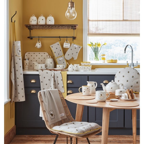 Grembiule in cotone beige e giallo Bumble Bees - Cooksmart ®-image-3
