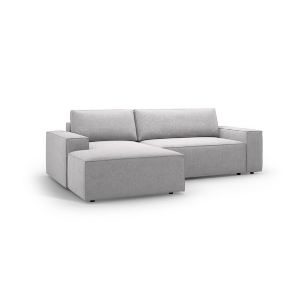 Divano letto angolare grigio chiaro in tessuto bouclé (angolo sinistro) Jodie - Micadoni Home-image-2