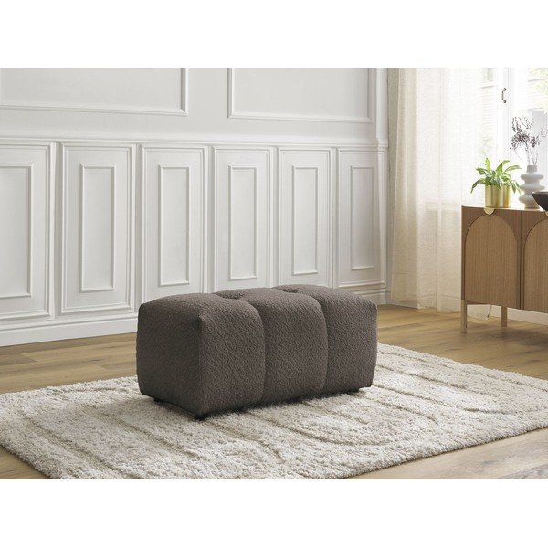 Poggiapiedi marrone con rivestimento in bouclé Roxelane – Bobochic Paris-image-1