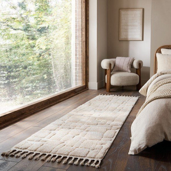 Passatoia color crema 80x300 cm Esra Cobbled – Flair Rugs-image-1