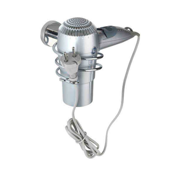 Supporto per asciugacapelli a parete in acciaio inox in argento lucido Bosio - Wenko