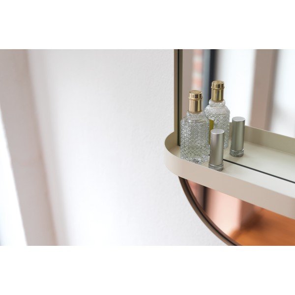 Specchio da parete arancione con mensola Taupe - Remember-image-2