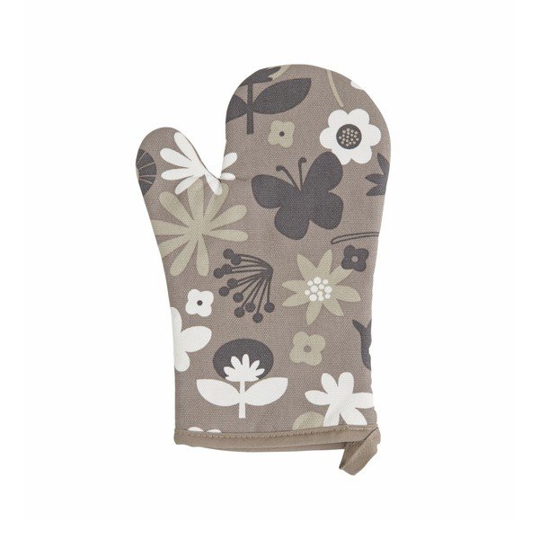 Hnědo-bílá kuchyňská rukavice ZicZac Floral