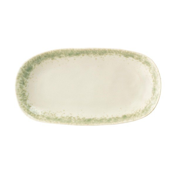 Piatto da portata in gres verde e bianco , 23,5 x 12,5 cm Paula - Bloomingville