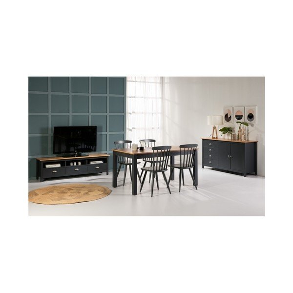 Tavolo da pranzo pieghevole grigio antracite in legno di pino massiccio Jade, 150 x 85 cm - Marckeric-image-4