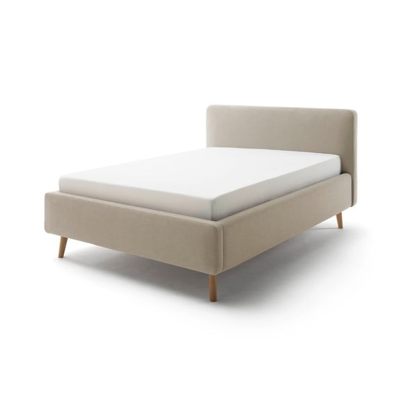 Letto matrimoniale imbottito grigio tortora con contenitore con rete inclusa 140x200 cm Mattis – Meise Möbel