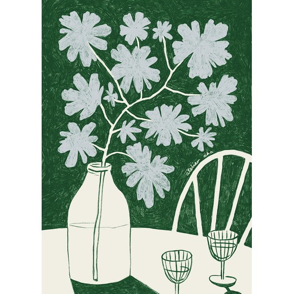 Poster 30x40 cm Blue Flowers & Red Wine – Anouk van Cleef – The Poster Club