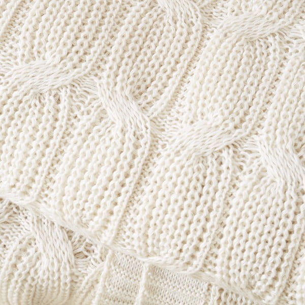 Coperta a maglia bianca e beige 130x170 cm Chunky Marl Knit - Catherine Lansfield-image-1