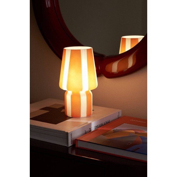 Lampada da tavolo rossa/bianca in vetro (altezza totale 21,5 cm) Carlo – Ellos Home-image-1