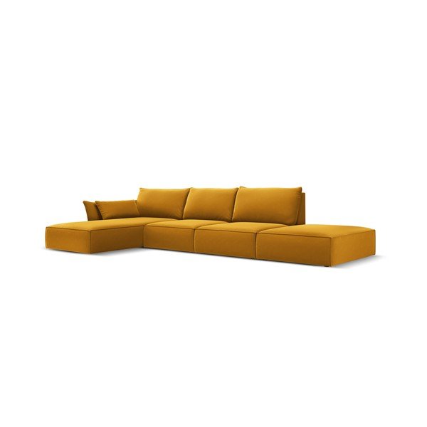 Divano angolare color senape (con penisola a sinistra/con chaise lounge) con rivestimento in velluto Vanda – Mazzini Sofas-image-2
