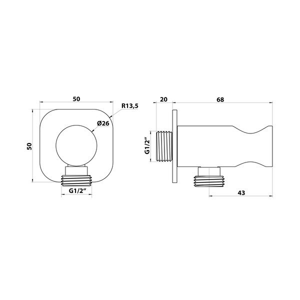 Parte in ottone nero opaco per attacco doccia - Sapho-image-1