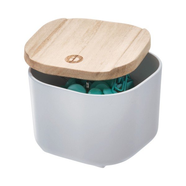 Scatola grigia con coperchio in legno di paulownia , 9 x 9 cm Eco - iDesign-image-1