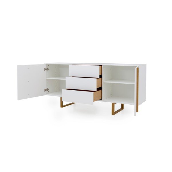 Cassettiera bianca con gambe in rovere , 176,5 x 78 cm Birka - Tenzo-image-4