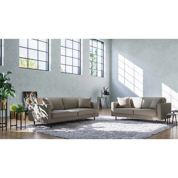 Divano in pelle marrone chiaro 207 cm Kobo - MESONICA-image-3