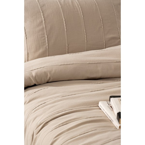 Set con copriletto e federa beige in cotone 210x220 cm Sedef – Mijolnir-image-2