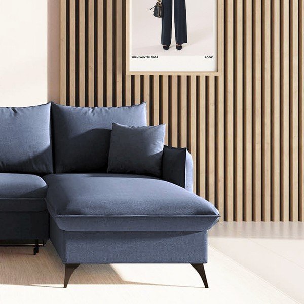 Divano angolare blu allungabile e con contenitore (con penisola a destra e chaise lounge) Brim – Rodier-image-4