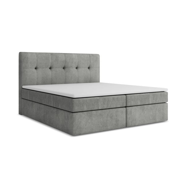 Letto boxspring grigio con contenitore 140x200 cm Palta – Makamii