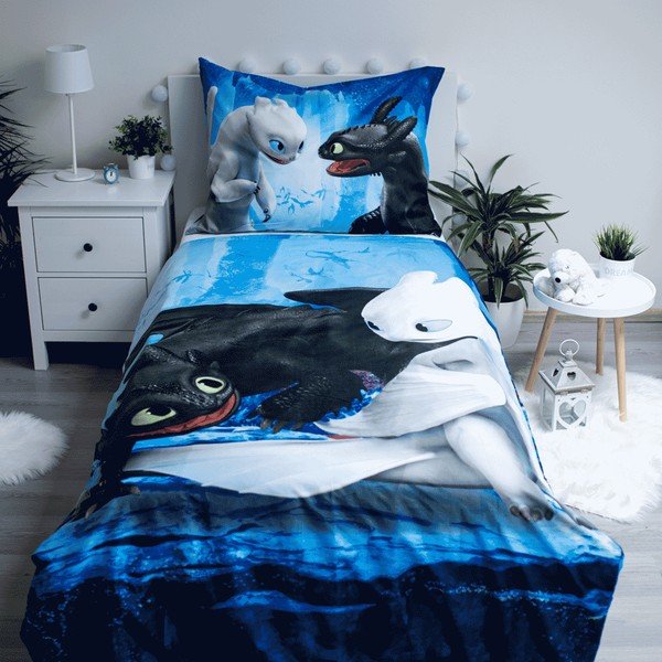 Biancheria da letto singola per bambini in microfibra 140x200 cm How to Train Your Dragon - Jerry Fabrics-image-1