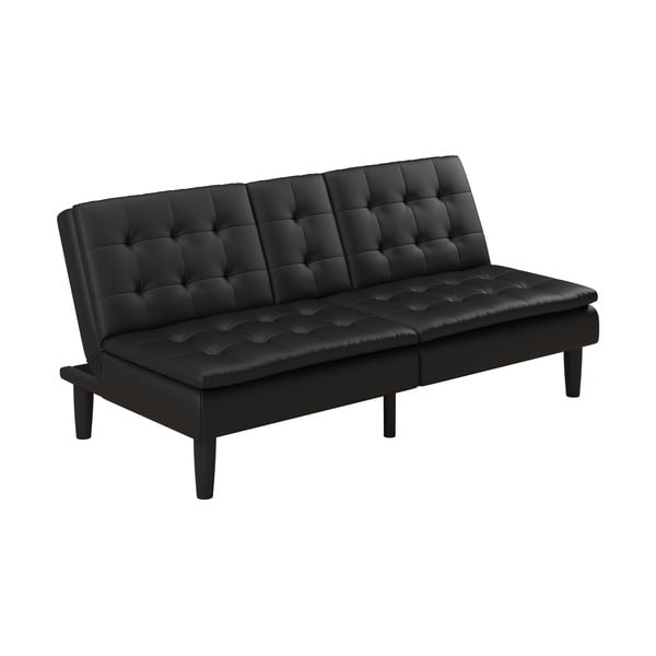 Divano letto nero in similpelle 191 cm Maine - Støraa-image-2