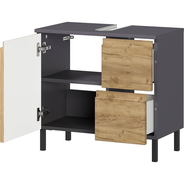 Mobile sotto lavello grigio scuro in rovere 60x56 cm Salinas - Germania-image-3