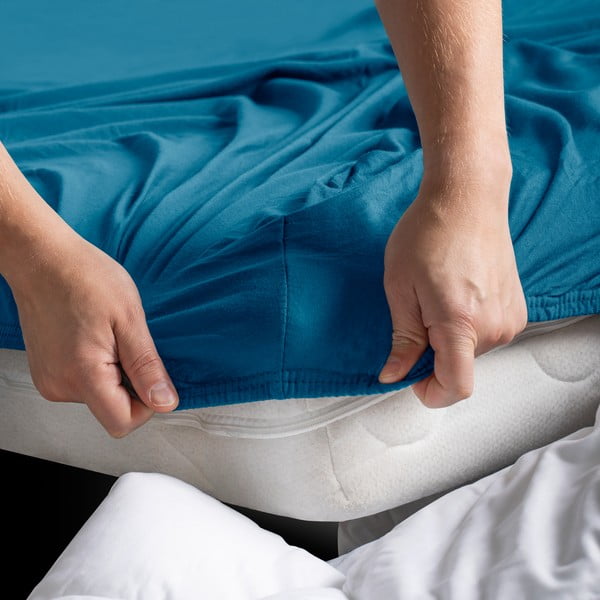 Lenzuolo con angoli color petrolio in jersey 180x200 cm Amber – Restilo-image-3