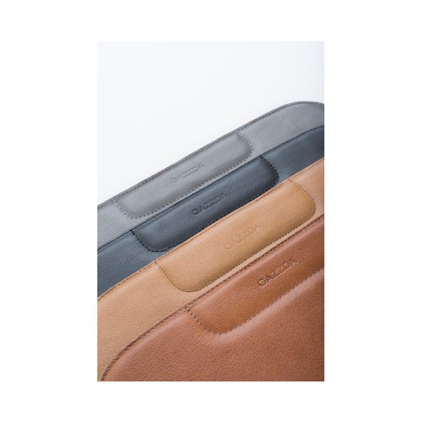 Cuscino di seduta in pelle di bufalo marrone cognac Leina - Gazzda-image-4