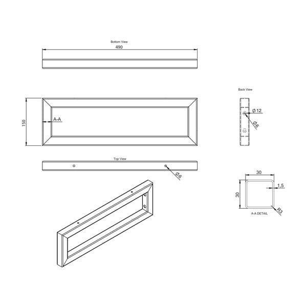 Supporto per piano argentato in acciaio 49x4 cm – Sapho-image-3