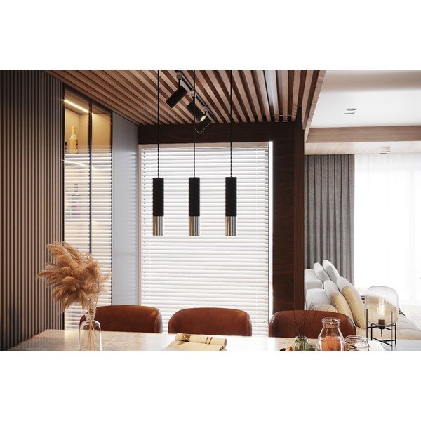 Lampadario nero/argentato in metallo ø 8 cm Longbot – Sollux-image-4