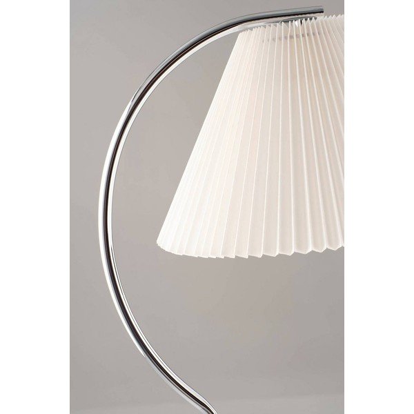 Lampada da terra bianca/color argento lucido in tessuto (altezza totale 165 cm) Celie – Jotex-image-3