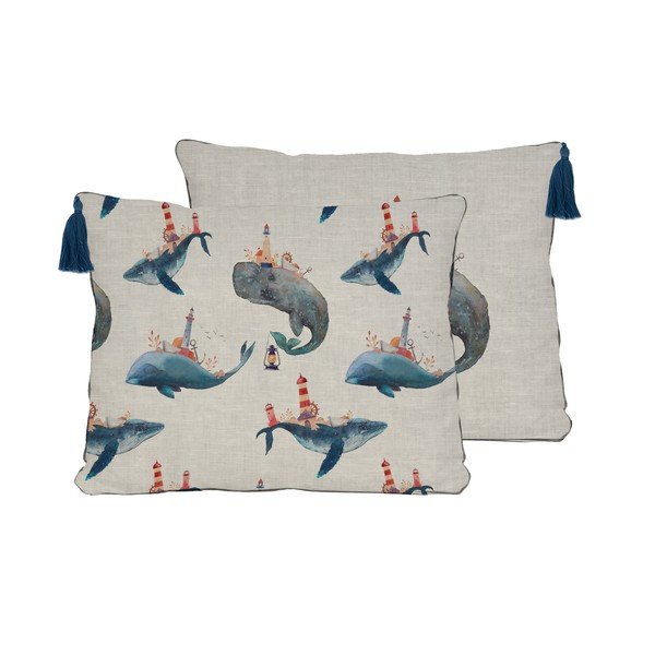 Cuscino con balena in misto lino, 50 x 35 cm - Little Nice Things-image-2