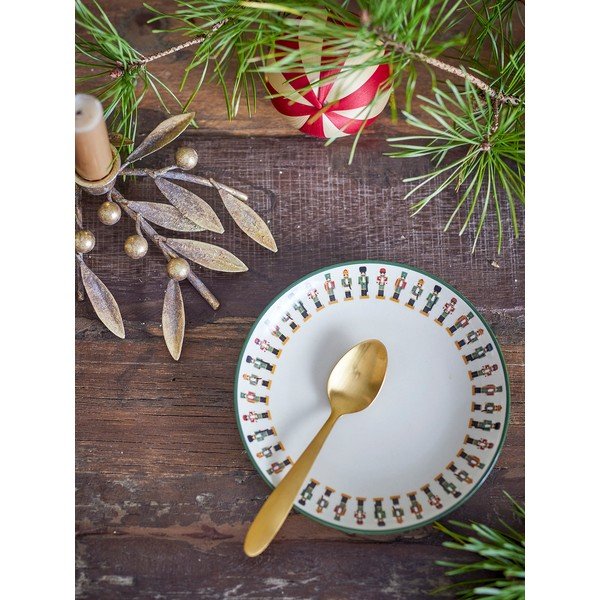 Piatto da dolce color crema in gres a tema natalizio ø 16 cm Jolly – Bloomingville-image-1