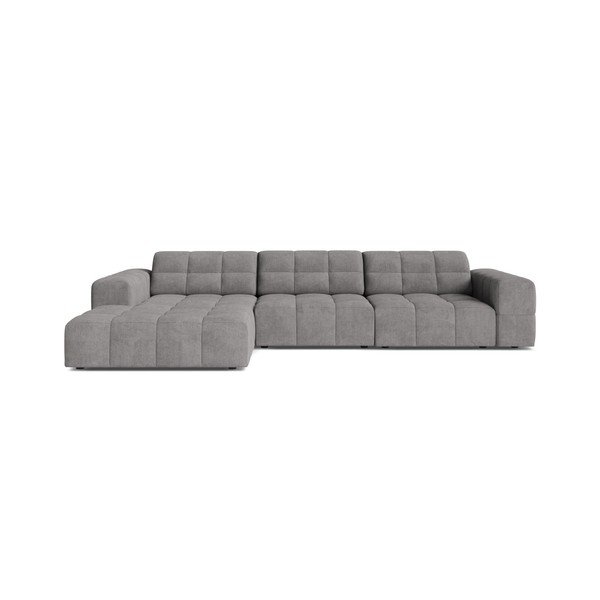 Divano angolare grigio (con penisola a sinistra/con chaise lounge) con rivestimento in ciniglia Chicago – Cosmopolitan Design